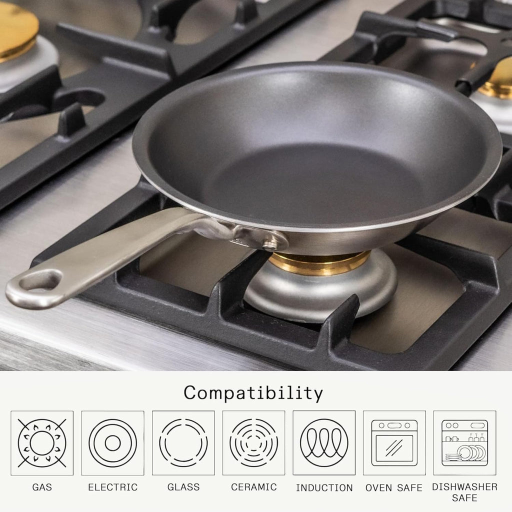Made In Cookware | ProCoat 8' Non Stick Frying Pan (Graphite) | 5 Ply Stainless Clad Nonstick | Professional Cookware | Crafted in Italy | Induction Compatible