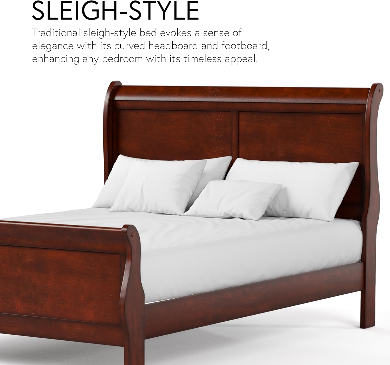 Furniture of America Arabella Traditional Solid Wood 3 Piece Bedroom Set, King Bed Frame, Nightstand, and Chest, Chic Sleigh Design Bedframe with Headboard and Footboard, Box Spring Needed, White