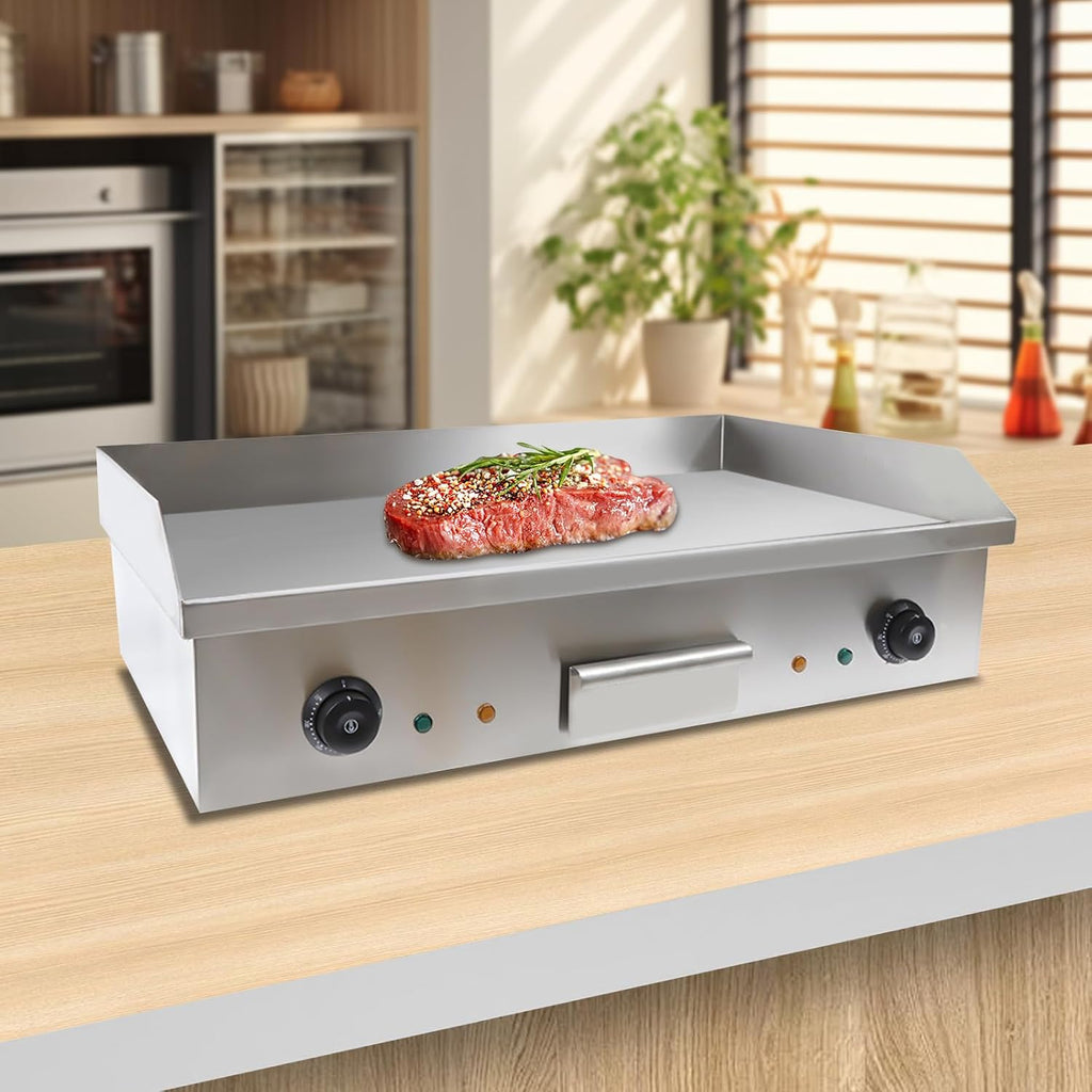 29 Inch Commercial Electric Griddle, 3000W Electric Countertop Griddle, Flat Top Grill Hot Plate BBQ, Non-Stick Teppanyaki Grill, Stainless Steel Restaurant Electric Countertop Griddle Tabletop Grill