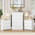 FOTOSOK Bedroom Set, 5 Drawer Dresser and Nightstand Sets for Bedroom, 3 Piece Bedroom Set, Night Stand Set of 2 & White Dresser Set, Chest of Drawers Storage Cabinet Set, White