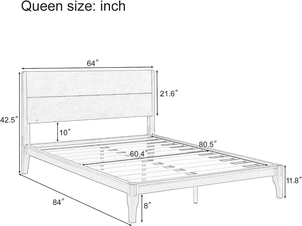 Merax 3 Pieces Bamboo Bedroom Sets, Mid-Century Modern Queen Size Platform Bed with Tall Headboard, Storage Drawer Night Stands Set, Wood Slats Support, No Box Spring Needed, Easy Assembly, Espresso