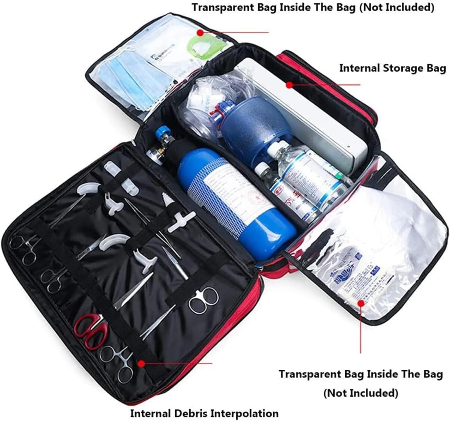 Medical Trolley Bag with Wheels Professional First Aid Kits with Inner Dividers, Large Capacity Portable Outdoor Waterproof Emergency Responder Trauma, Ideal for EMT, EMS, Paramedics