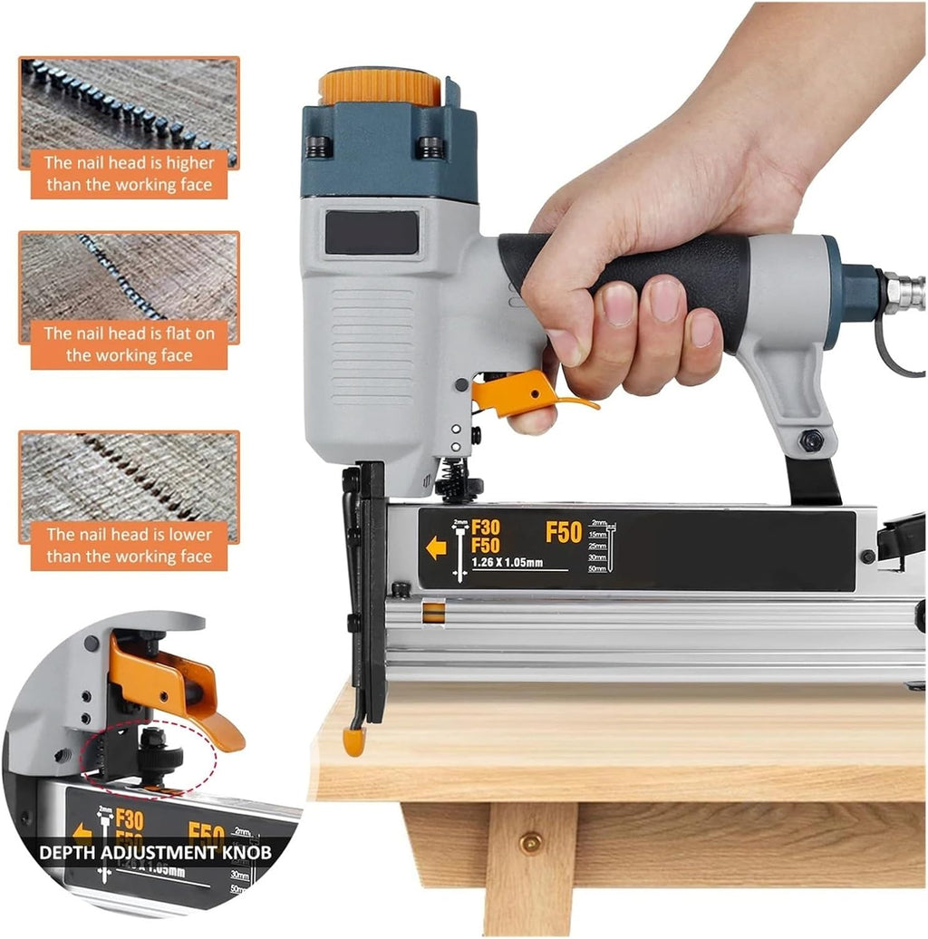 finish nailer, Air Nailer Carpenter Pneumatic Nail Tool T50 F50 440K Air Brads Nailer Nail Depth Adjustment Ergonomic And Lightweight,nail gun for trim