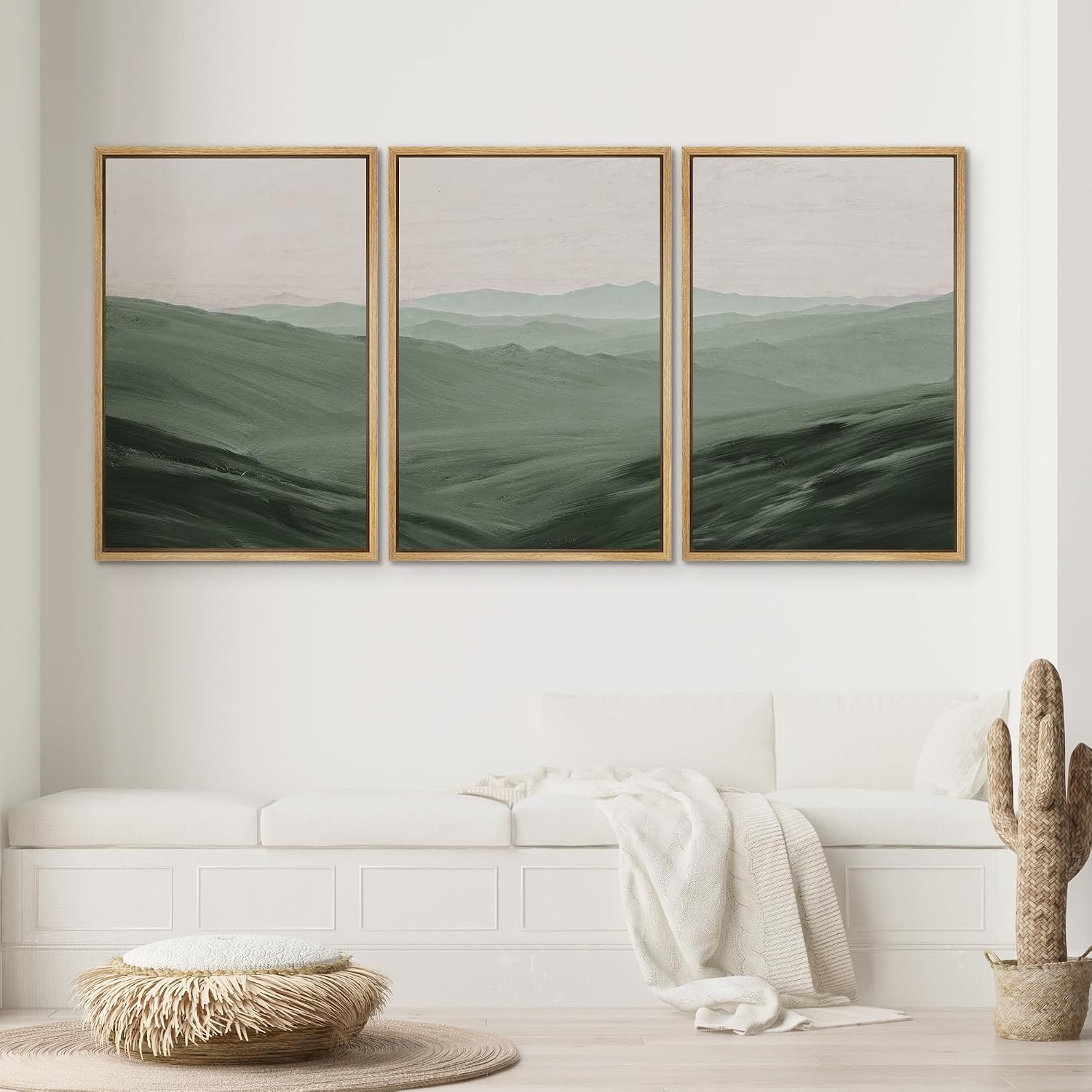 SIGNWIN Framed Canvas Print Wall Art Set Rolling Green Mountain Hill Environment Nature Wilderness Photography Modern Art Chic Landscape for Living Room, Bedroom, Office - 24'x36'x3 Natural