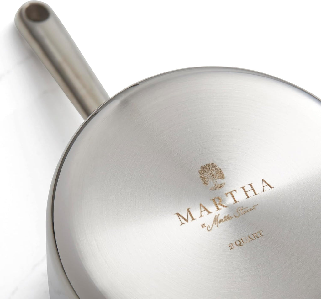 Martha by Martha Stewart 2-Quart Triply Stainless Steel Saucepan w/Lid