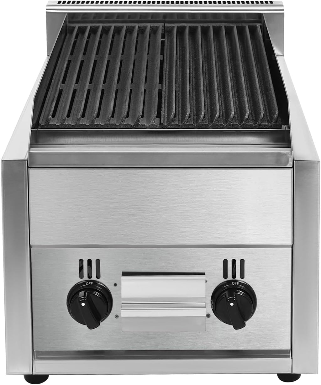 2 Burner Flat Top Gas Griddle,Outdoor Camp Picnic Barbecue LPG BBQ Grill,Commercial Tabletop or Freestanding Burners with 2 Grills Pans and Knob Switches,Portable Gas Grill Camping Griddle Station