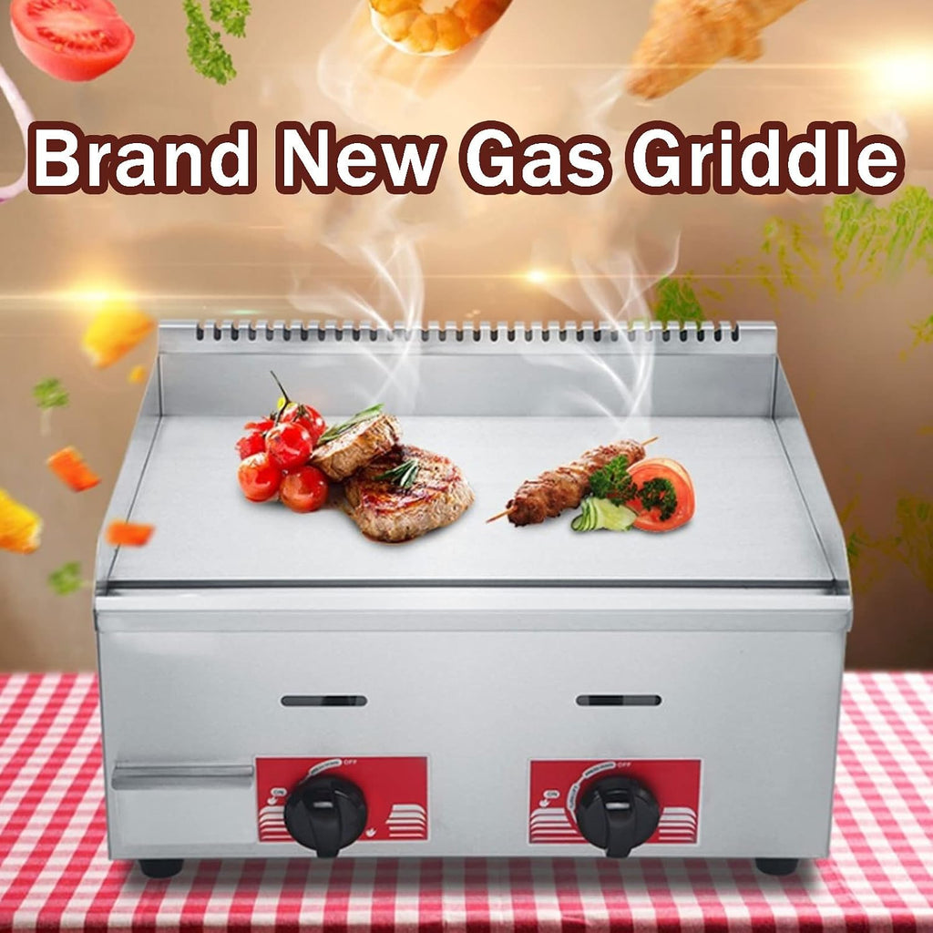 Stainless Steel Gas Burner Tabletop Gas BBQ, Portable Table Ttop Grill, Large Non-Stick Steel Griddle, Teppanyaki Cooking Plate, for Outdoor Catering, Easily Transported,718A (718a)