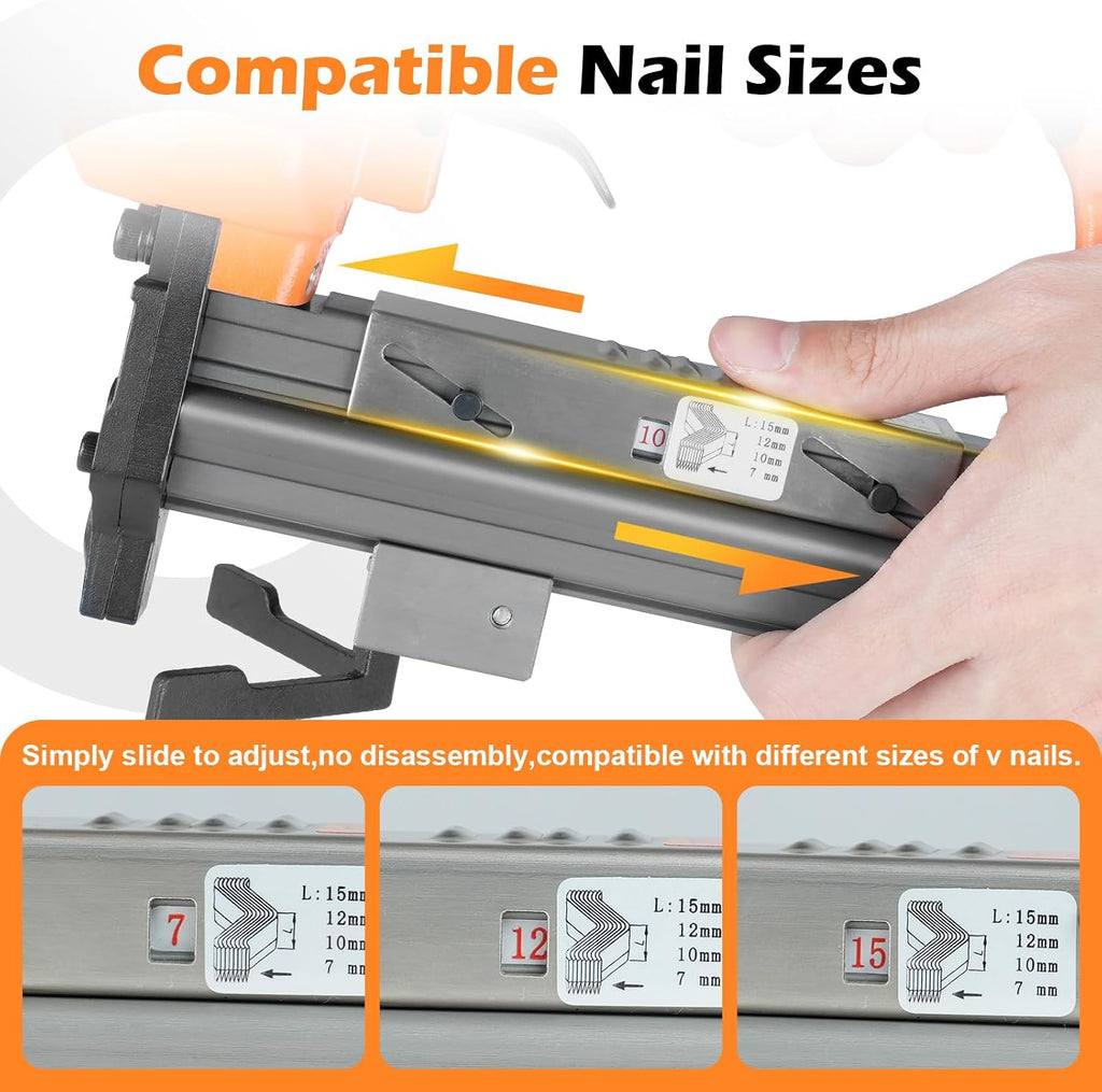 V1015 30 Gauge Pneumatic Picture Frame Nailer, 13/32-Inch Crown V Nailer, 3/16-Inch to 19/32 -Inch Length V-nails Picture Frame Joiner V Nail Gun For Picture Frames