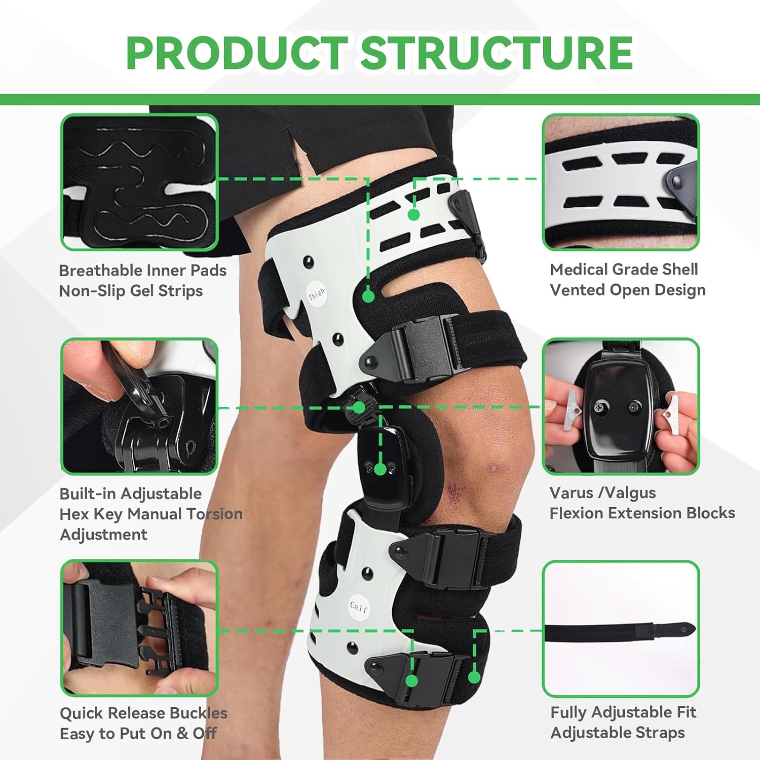 Orthomen Unloader OA Knee Brace for Arthritis Pain Relief - Adjustable Offloader Medial & Lateral Knee Support for Osteoarthritis, Bone on Bone, Meniscal Tear Recovery - Recovery Stabilizer for Men & Women (Right)