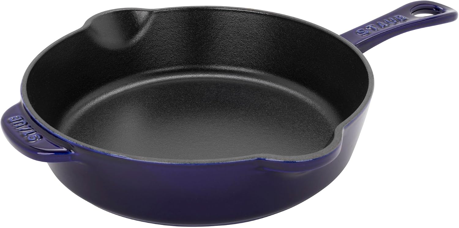 STAUB Cast Iron 8.5-inch Traditional Deep Skillet - Dark Blue