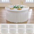 NSSONBEN 8 pk Ivory Round Spandex Tablecloths 60 inch with Ruffled Skirt,Wrinkle Free High-Stretch 120 inch Fitted 5ft Cream Table Cloth Round Spandex Table Covers for Party Wedding Banquet Dinning