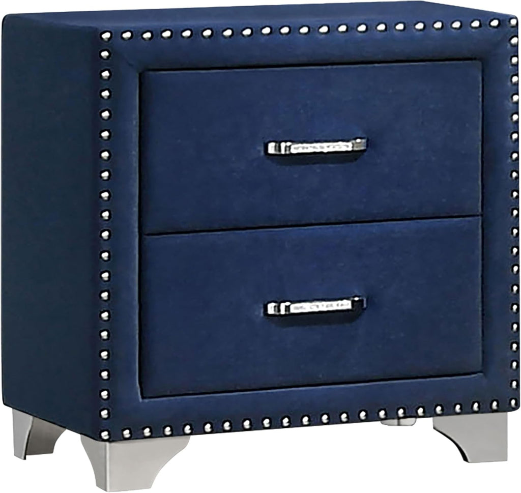 Coaster Home Furnishings Melody Modern Classic 5-Piece Bedroom Set Velvet Upholstered Queen Size Wingback Bed Frame 66-inch Headboard Pacific Blue 223371Q-S5