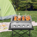 4 Burners Portable Gas Grill Tabletop Smokeless Stainless Steel Gas BBQ Grill with Griddle Independent Ignition,Propane LPG Grill for Outdoor Camping Picnic Kitchen (22.8 * 15.7 * 7.9in- 4 Burners)