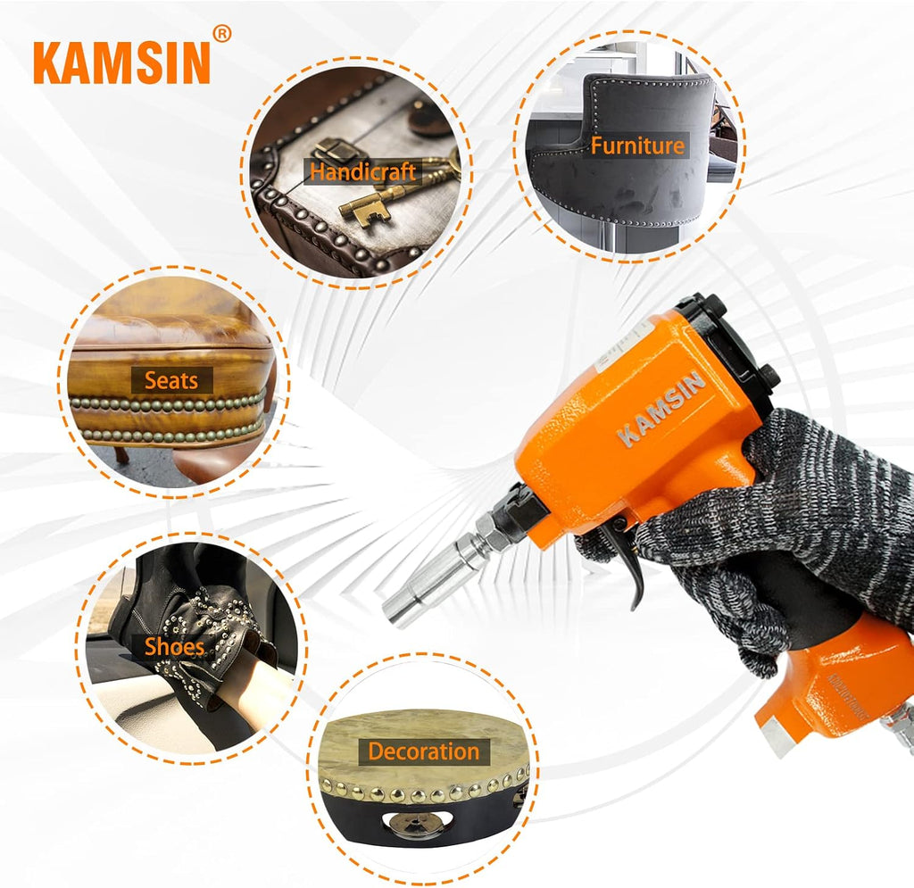 Set of Sleeves for Pneumatic Decorative Nailer 3/8'-13/16'(9.6mm-20.3mm) Head Diameter Replaceable Muzzle Sleeve Air Power Tack Nail Gun Finish Nailer for Upholstering, Leather Cover of Sofa