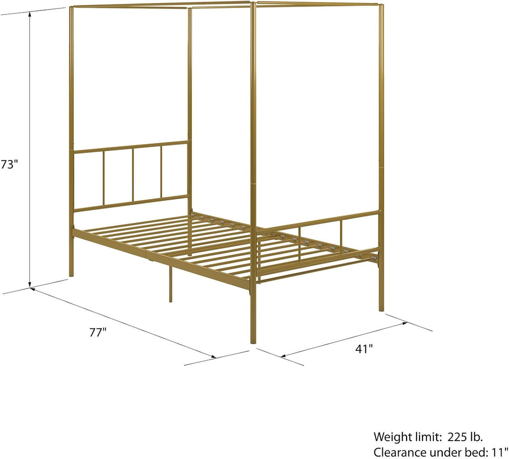 Novogratz Marion Canopy Bed Frame, Gold, Twin