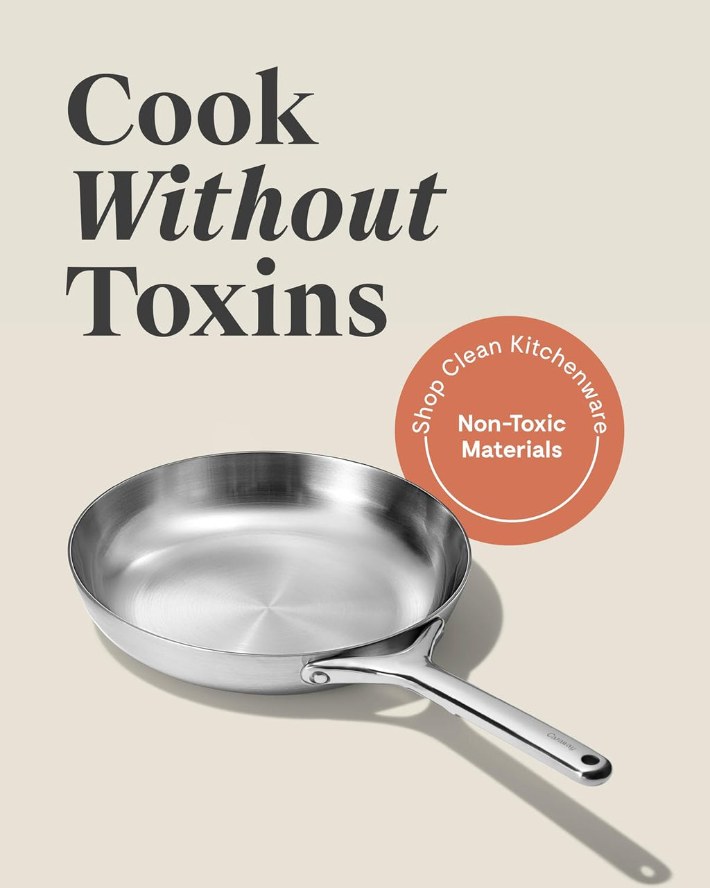 Caraway Stainless Steel Fry Pan (2.7 qt, 10.5') - 5-Ply Stainless Steel Pan - Oven Safe & Stovetop Agnostic - Non Toxic, PTFE & PFOA Free