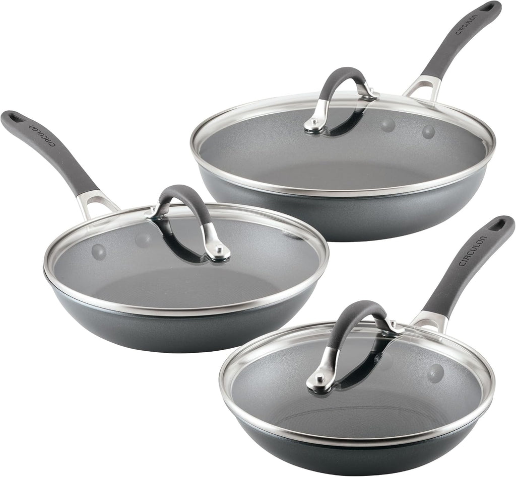 Circulon A1 Series with ScratchDefense Nonstick Induction Frying Pan Set, 6-Piece Cooking Pans Set, Induction Cookware, Graphite