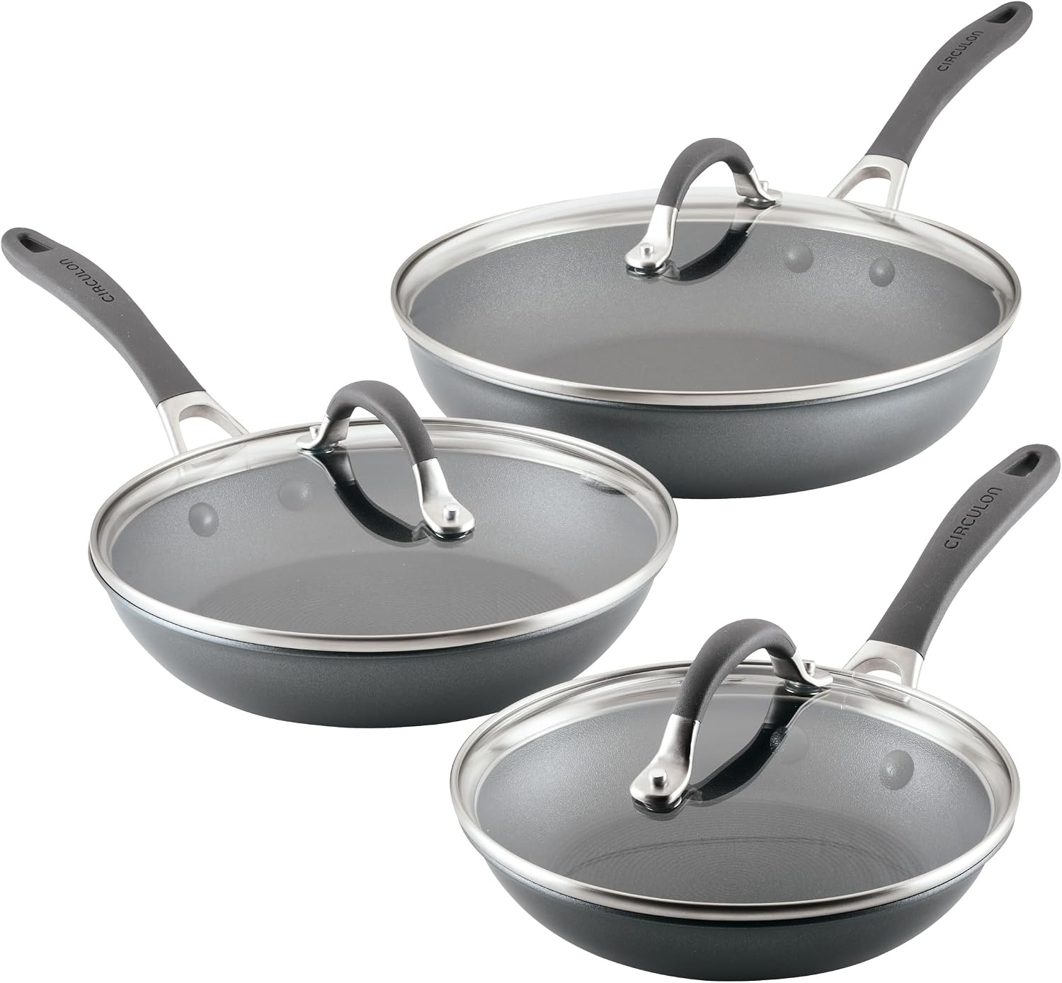 Circulon A1 Series with ScratchDefense Nonstick Induction Frying Pan Set, 6-Piece Cooking Pans Set, Induction Cookware, Graphite