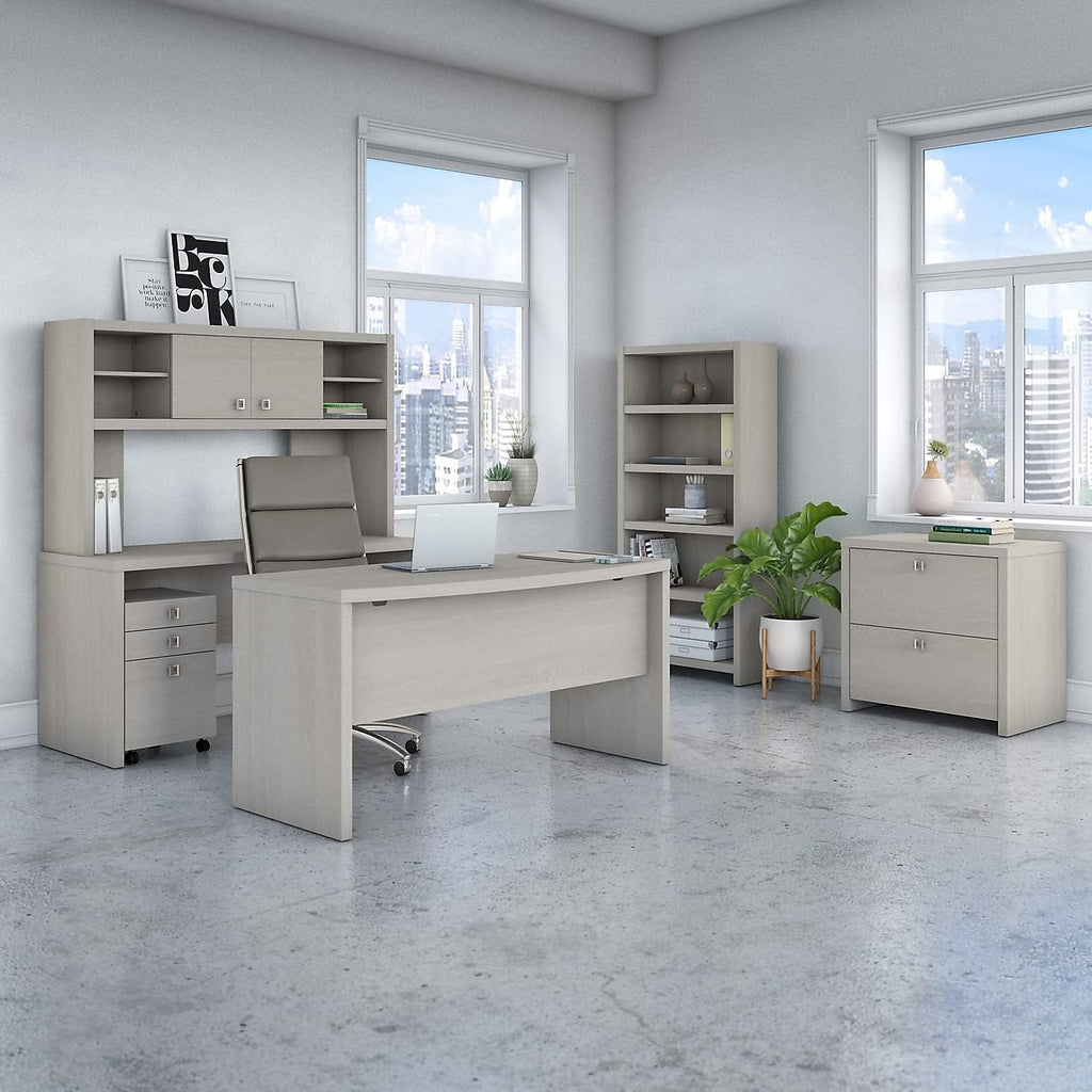 Bush Furniture Lateral File Cabinet with Satin Silver Hardware | Echo Collection 2 Drawer Filing Unit for Home Office or Professional | 31Wx20Lx30H