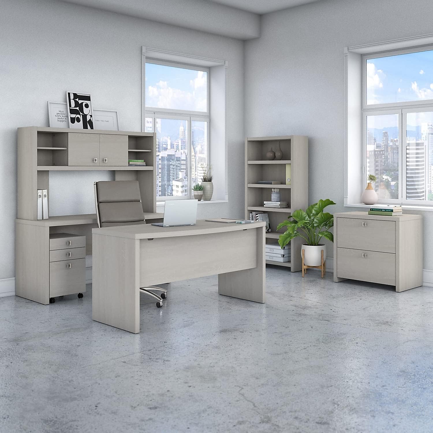 Bush Furniture Lateral File Cabinet with Satin Silver Hardware | Echo Collection 2 Drawer Filing Unit for Home Office or Professional | 31Wx20Lx30H