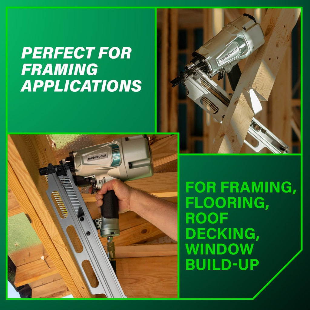 Metabo HPT Framing Nailer | High Grade Aluminum Magazine | Tool-less Depth Adjustment | Pneumatic | Framing Nails 2-Inch to 3-1/4-Inch | Rafter Hook | NR83A5(Y)