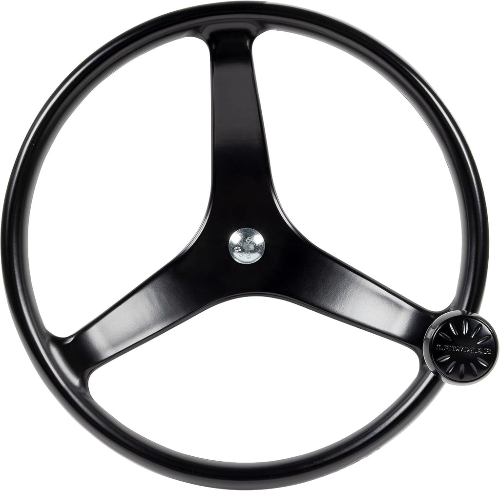 Lewmar Power Grip Boat Steering Wheel with 5/8' Welded Nut - 13.5' Diameter, Weather-Resistant Black Cast Stainless Steel, Professional Knob with Ergonomic Finger Grips