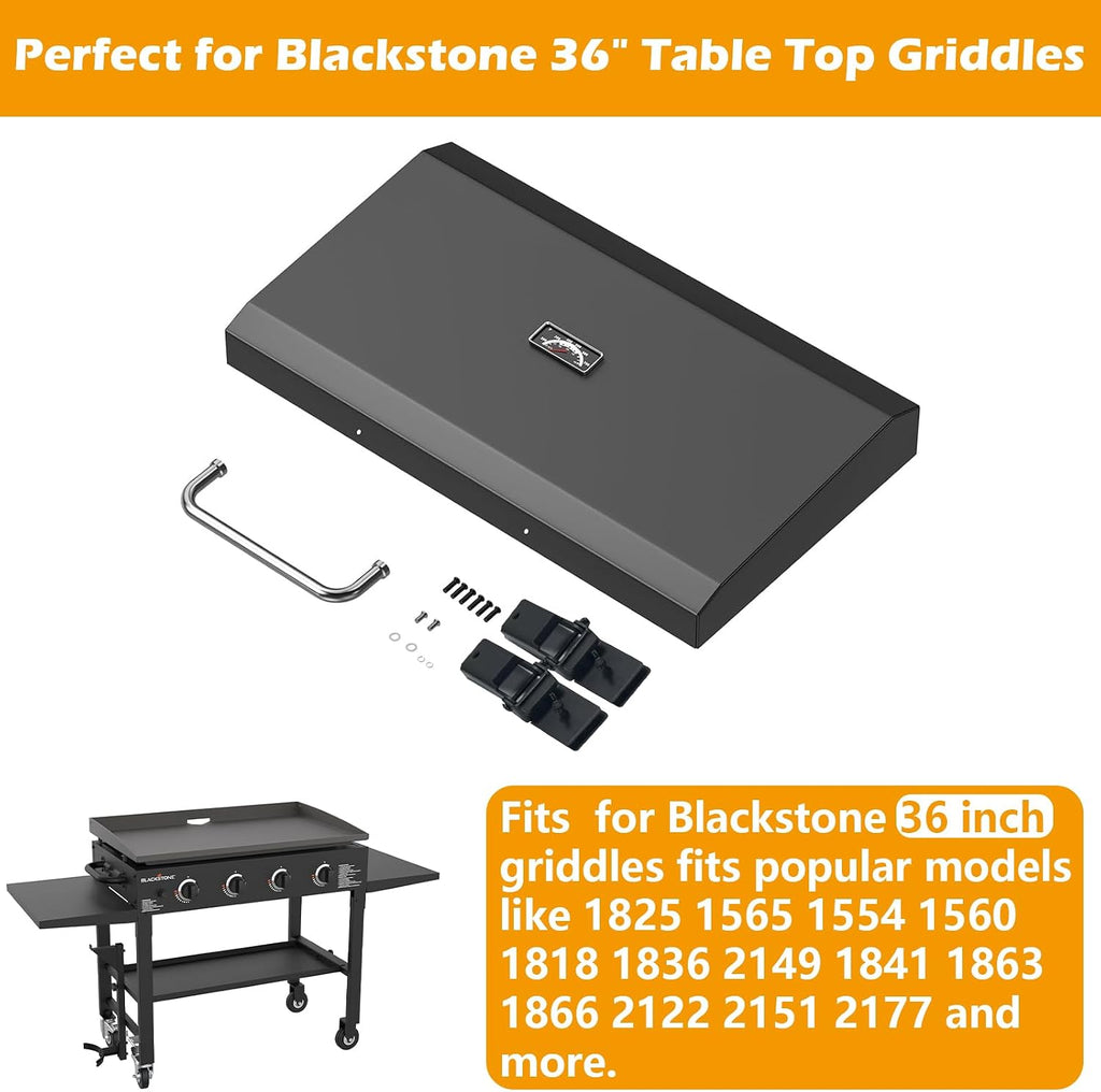 Upgrade Hinged Lid for Blackstone 36'' Griddle 1825 1565 1554 1560 1818 1836 1899 1923 2149 1841 1863 1866 2122 Flat Top Hard Cover Hood with Temperature Gauge for Most 36in Grill Griddle with Handle
