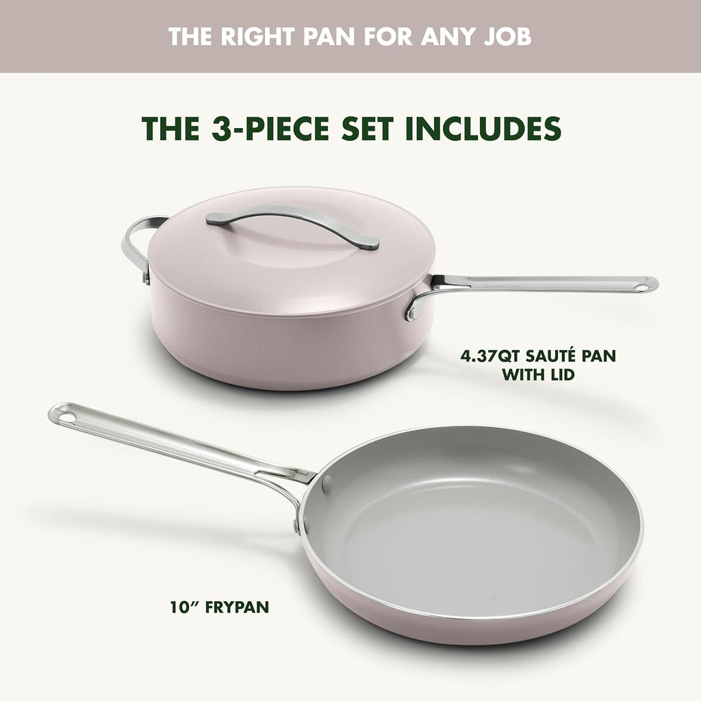 GreenPan Nova 10' Frying Pan Skillet and 4.37QT Sauté Pan with Lid, Oprah's Favorite Things 2024, PFAS-Free Ceramic Nonstick, Induction Suitable, Sear, Fry, Broil, Dishwasher & Oven Safe, Clay