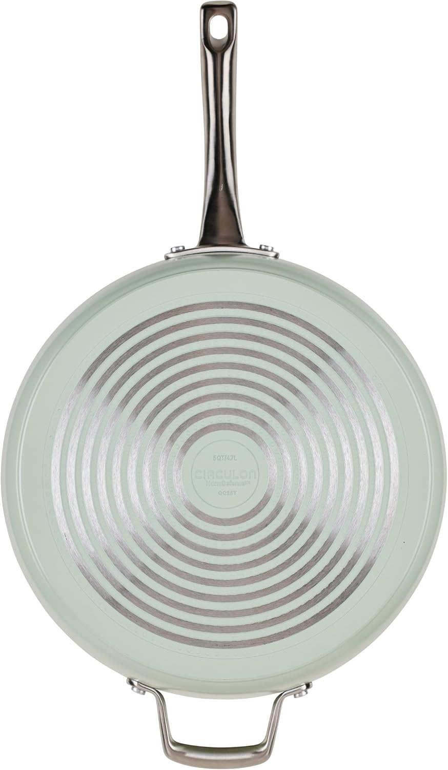 Circulon Halo with LaserDefense Ceramic Nonstick Saute Pan, Helper Handle and Lid, Made without PFAS, Compatible with All Stovetops, Dishwasher & Oven Safe, 5 Quart Multipurpose Nonstick Pan, Sage