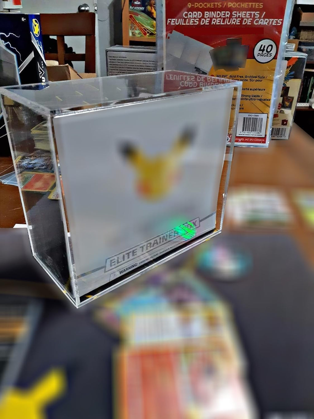 EVORETRO Clear Acrylic Display Case for Pokemon Elite Trainer Box - 4 Pack - 4.0mm Thick UV-Resistant Pokemon ETB Protective Case with Sliding Lid