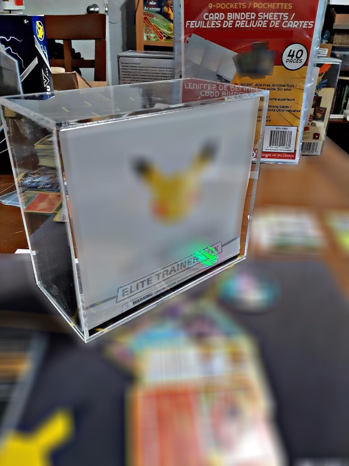 EVORETRO Clear Acrylic Display Case for Pokemon Elite Trainer Box - 4 Pack - 4.0mm Thick UV-Resistant Pokemon ETB Protective Case with Sliding Lid