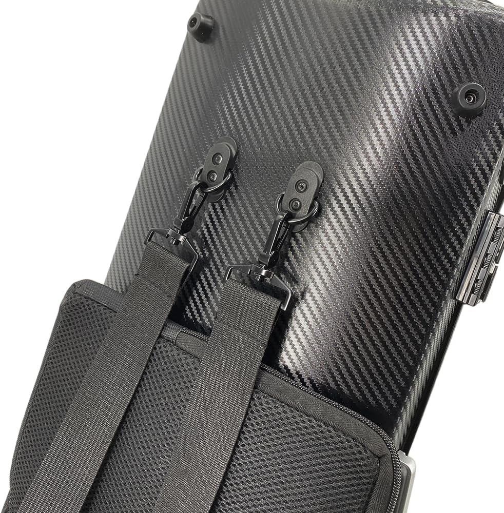 Violin case 4/4 Full size High strength Carbon fiber hard shell Durable handles Internal storage with Backpack straps Music Sheet bag (Black with Code lock)