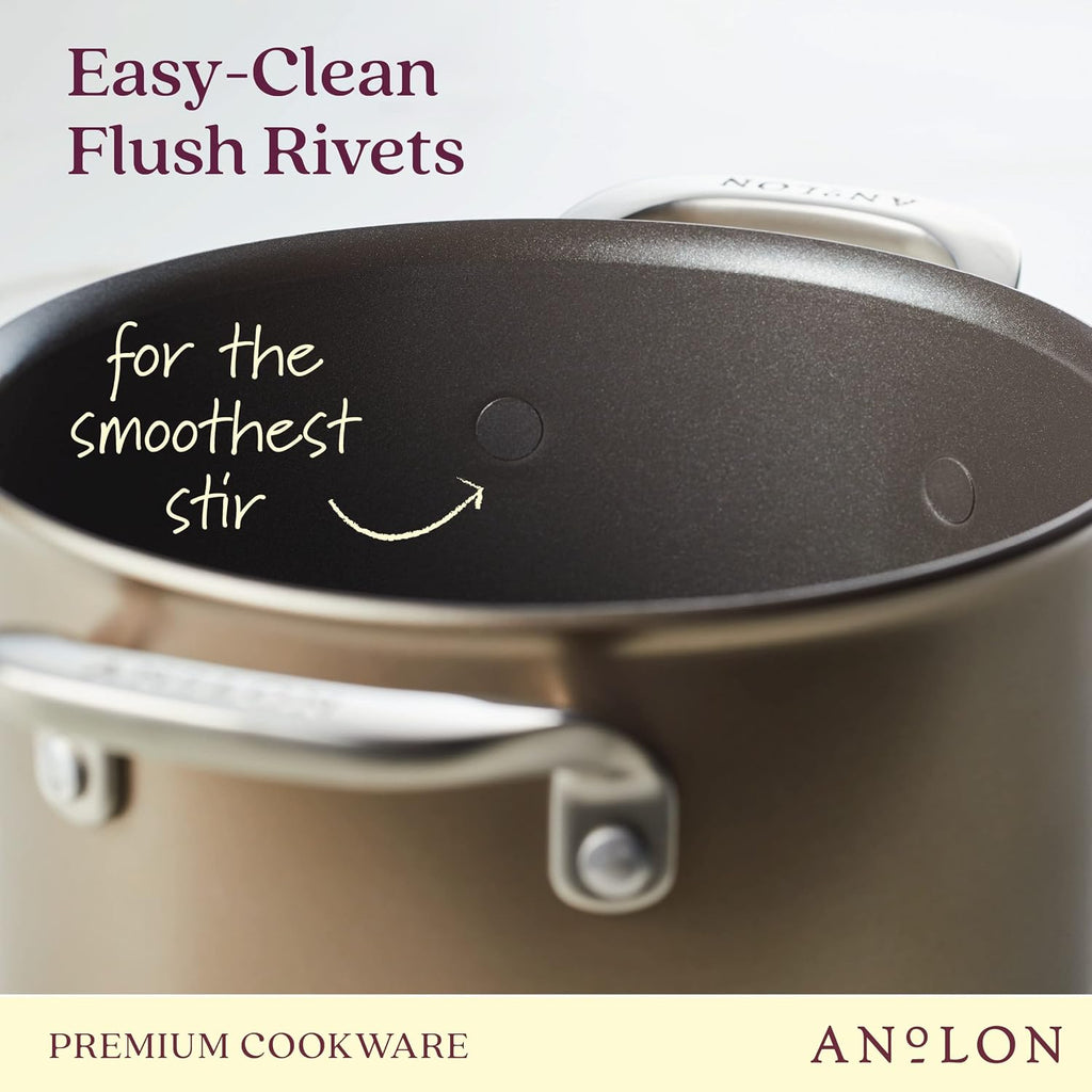 Anolon Ascend Hard Anodized Nonstick Saucepan/Saucepot and Lid - Good for All Stovetops (Gas, Glass Top, Electric & Induction), Dishwasher & Oven Safe with Stainless Steel Handle, 4 Quart - Bronze