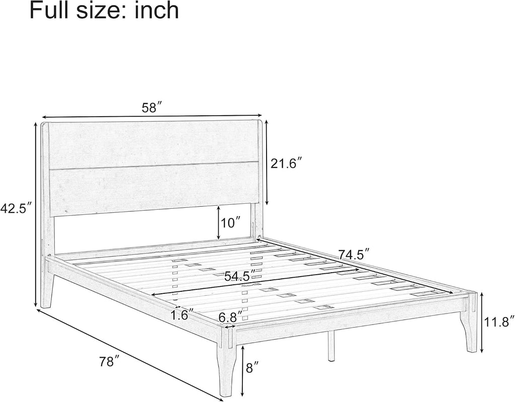 Merax 3 Pieces Bamboo Bedroom Sets, Mid-Century Modern Full Size Platform Bed with Tall Headboard, Storage Drawer Night Stands Set, Wood Slats Support, No Box Spring Needed, Easy Assembly, Espresso
