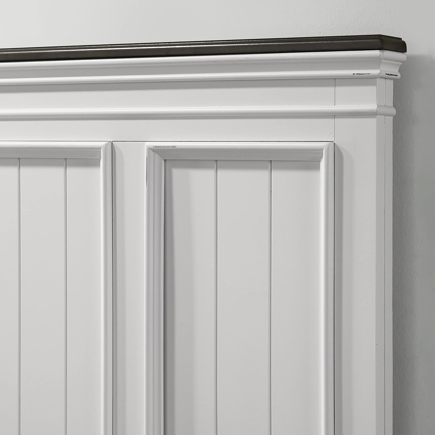 Clelane Wood Bedroom Set with Shiplap Panel King Bed, Dresser, Mirror, and Nightstand in Weathered White and Dark Gray