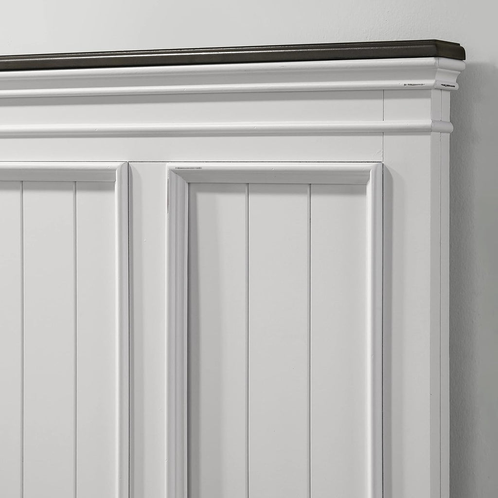 Clelane Wood Bedroom Set with Shiplap Panel King Bed, Dresser, Mirror, Nightstand, and Chest in Weathered White and Dark Gray