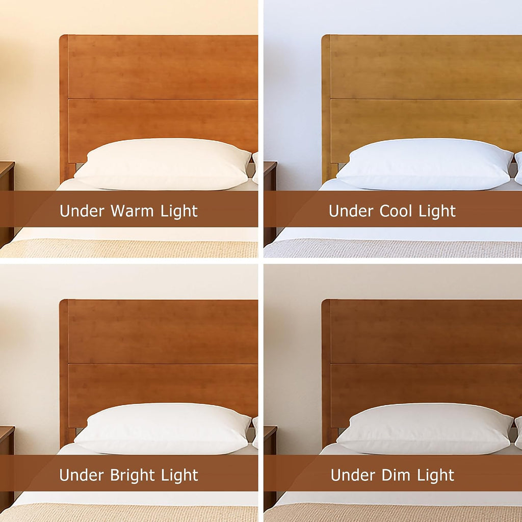 Merax Queen Size Bamboo Platform Bed, Mid-Century Modern Bed Frame with Tall Headboard, Solid Sustainable Bedframe Queen-size, Wood Slat Support, No Box Spring Needed, Easy Assembly, Noise Free, Brown