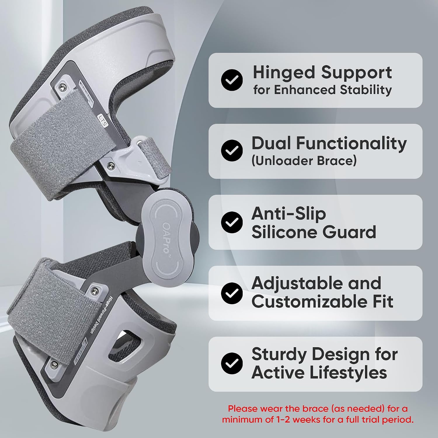 DDS, Inc. OA Pro Decompression Knee Braces - Arthritis Knee Support for Degeneration, Meniscus Tear, Bone-on-Bone Pressure Relief - Dual Unloading for Medial & Lateral Stability (Large)