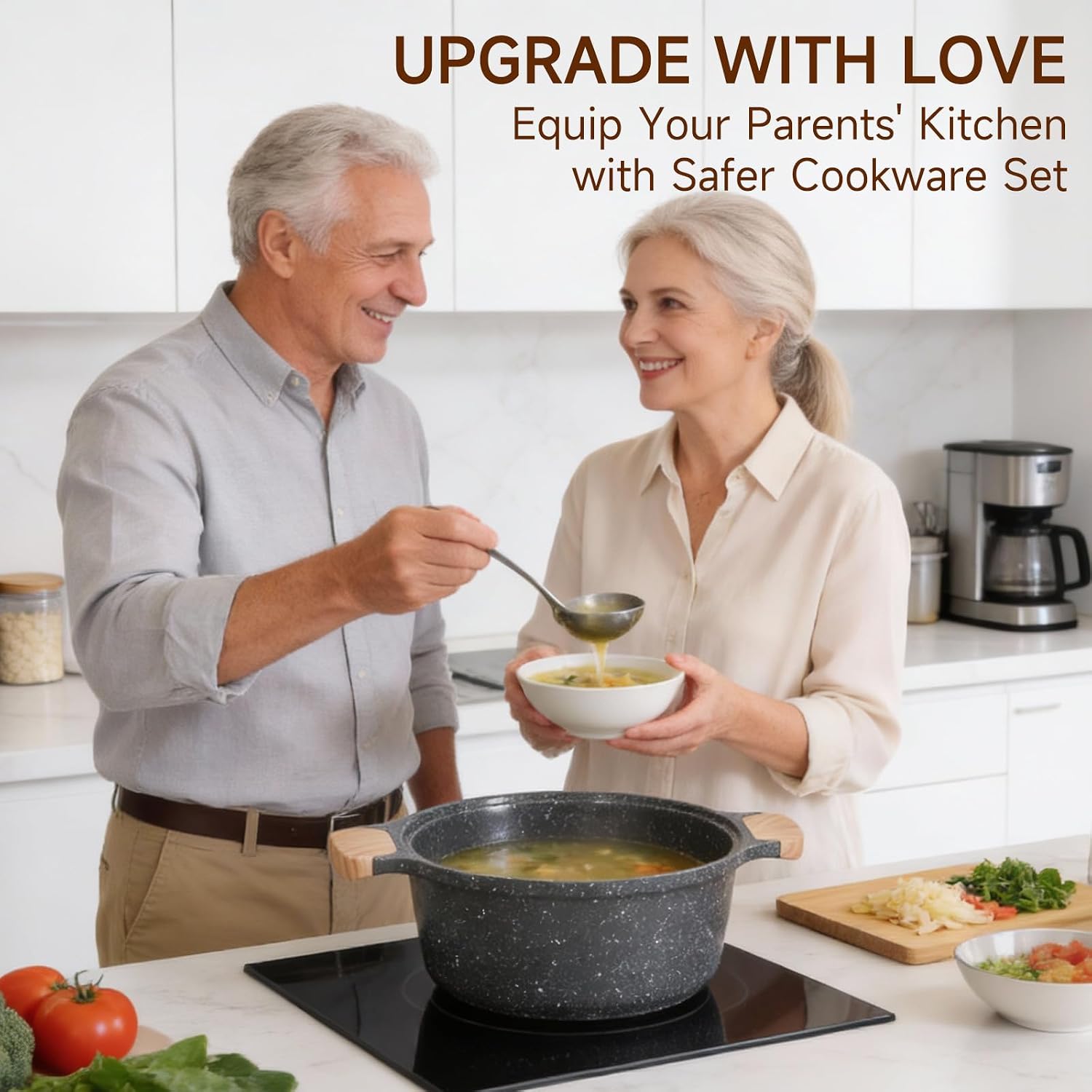 JEETEE 36Pcs Pots and Pans Set Non Stick, Cookware Set Non toxic Kitchen Healthy Induction Cooking Set W/Griddle, Sauté Pan, Baking Trays & Pancake Rake (PFOA, PFAS Free)