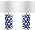 SAFAVIEH Lighting Collection Garden Lattice Trellis Modern Contemporary Navy 27-inch Bedroom Living Room Home Office Desk Nightstand Table Lamp Set of 2 (LED Bulbs Included)