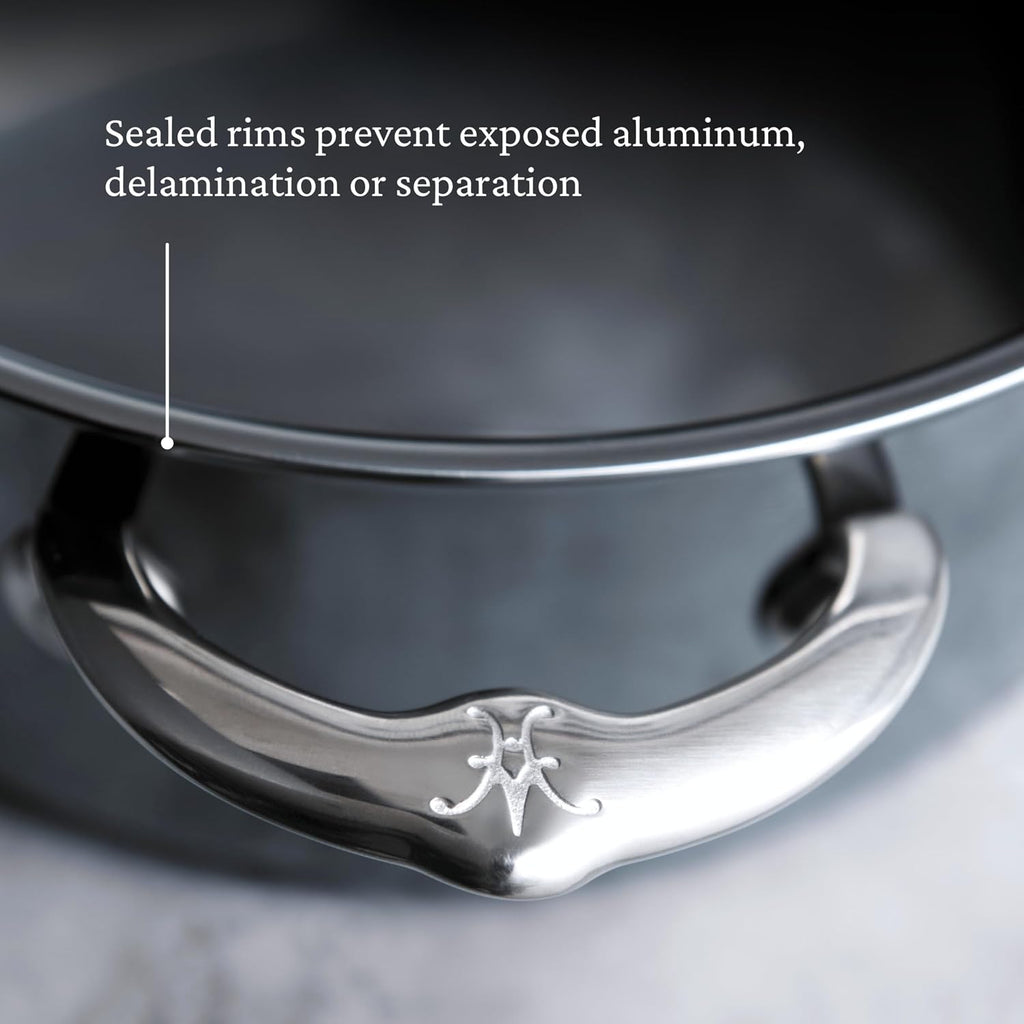 Hestan NanoBond Molecular Titanium Saute Pan with Lid, 3.5-Quart - PFAS-Free Stainless Steel, 4x Stronger, 1050°F Safe, Induction Compatible, Handcrafted Italy