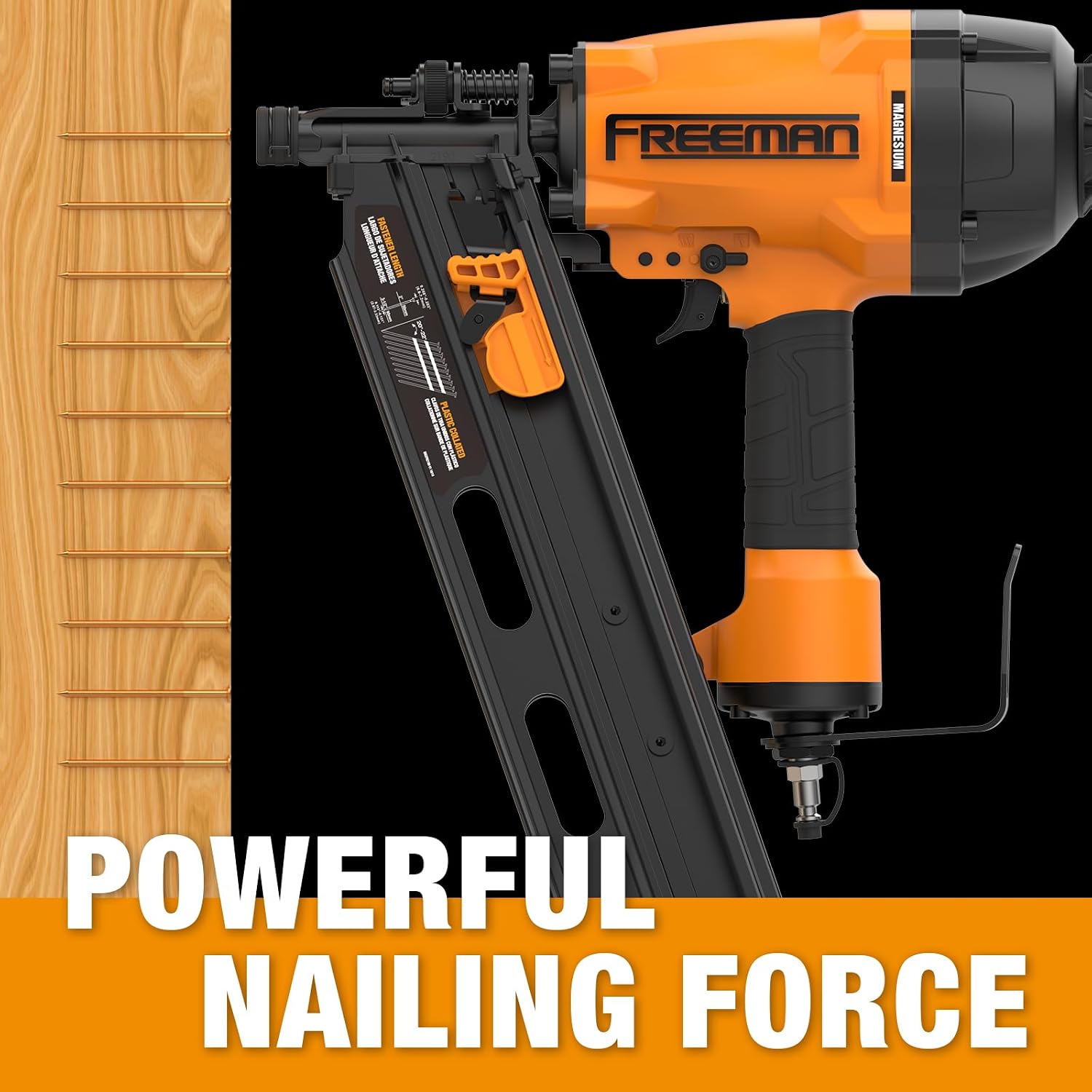 Freeman G2FR2190 2nd Generation Pneumatic 21 Degree 3-1/2' Framing Nailer with Adjustable Metal Belt Hook and 1/4' NPT Air Connector