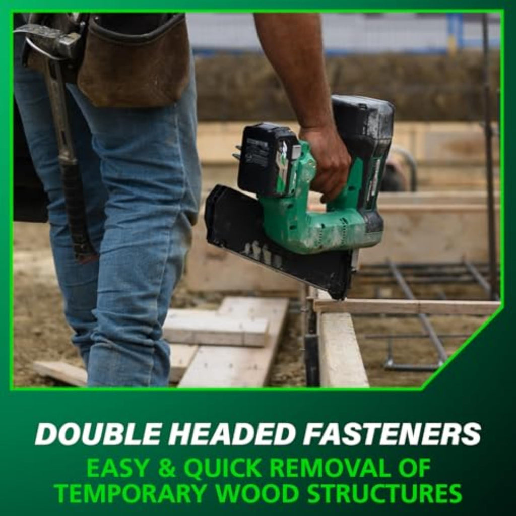 Metabo HPT 36V MultiVolt Cordless Forming Nailer, 3-1/2 Inch Duplex/Double Headed Fasteners, Power Tool with 2.5Ah Lithium Ion Battery, Drives 900 Nails per Charge, NR3675DD