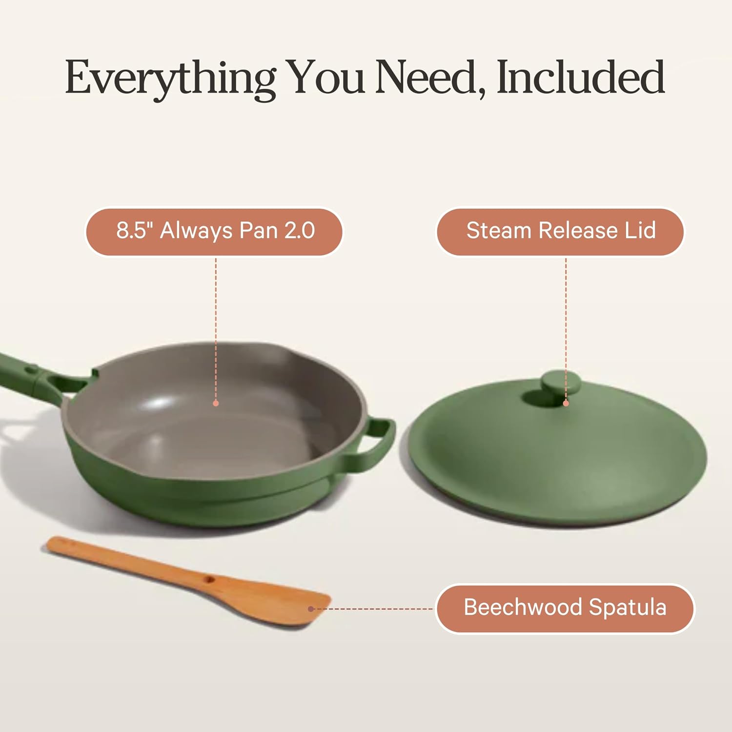 Our Place Mini Always Pan | 8.5' Ceramic Pan with Modular Lid & Beechwood Spatula | Patented 10-in-1 Nonstick, Non-Toxic Cookware Made Without PFAS | Induction & Oven-Safe up to 450°F | Sage