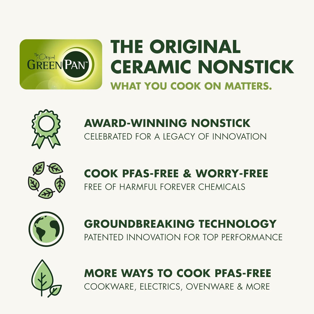 GreenPan Nonstick Reserve Pro 10' & 12' Frying Pan Set, NSF Certified Ceramic, Hard Anodized PFAS-Free Skillets, Stainless Steel Handles, Oven & Dishwasher Safe, Black