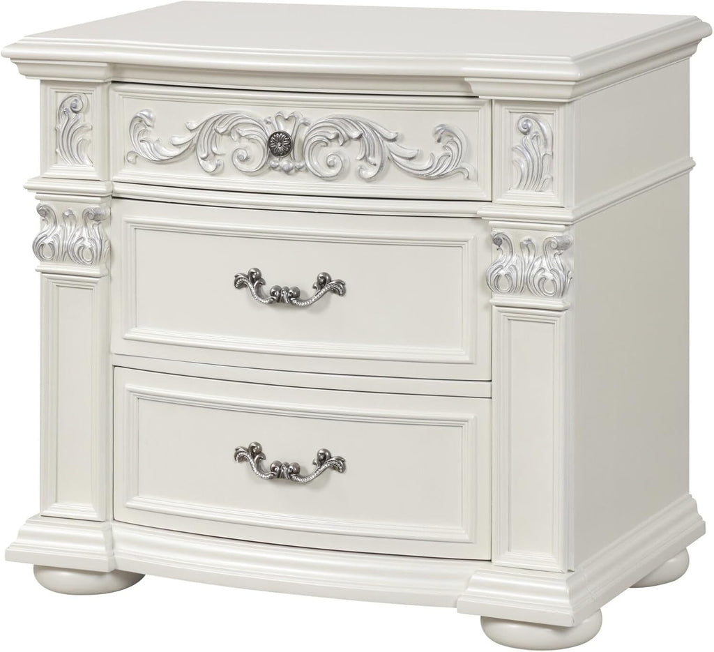 First of a Kind Platinum White Queen 4 Piece Bedroom Set