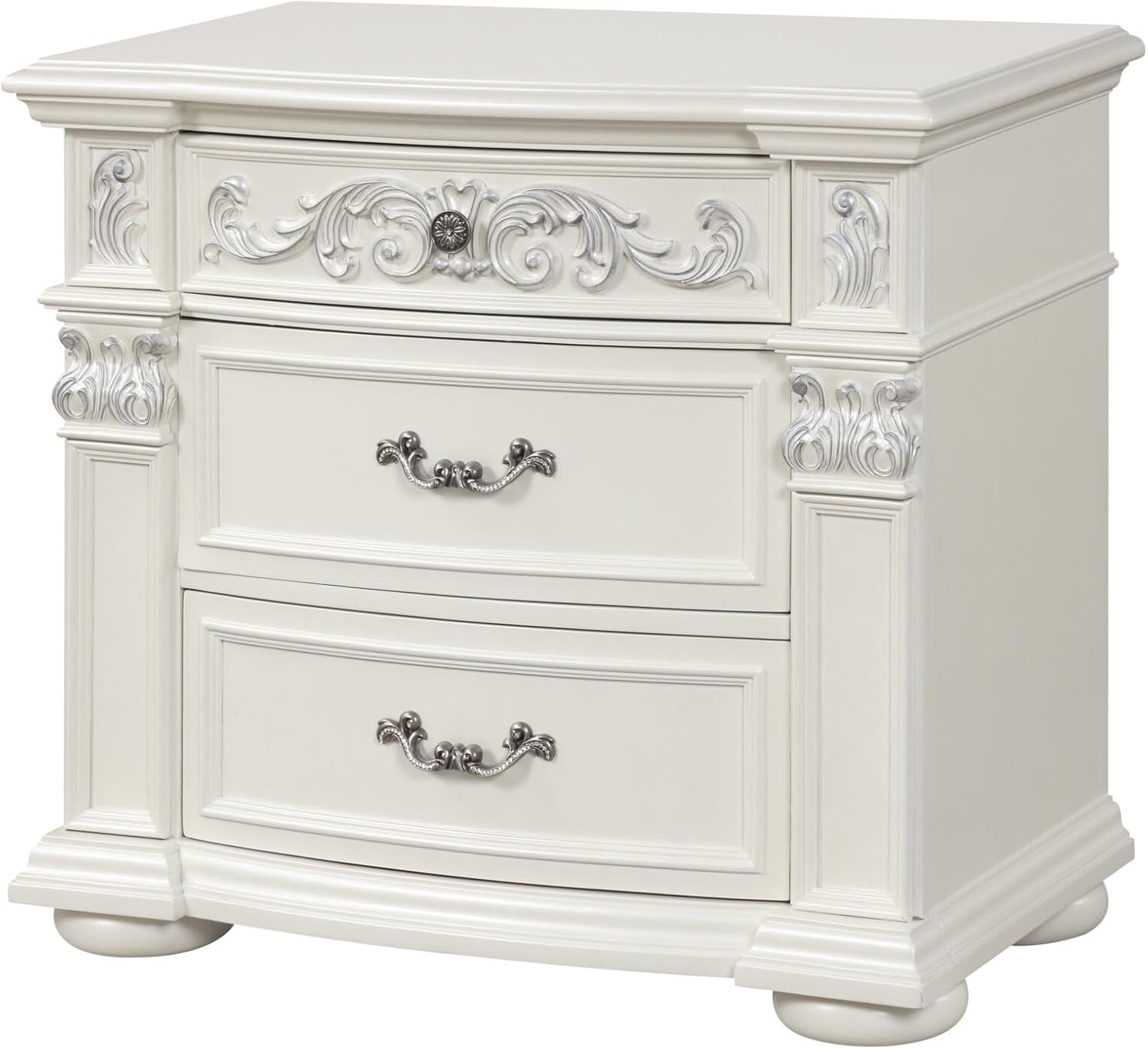 First of a Kind Platinum White Queen 4 Piece Bedroom Set