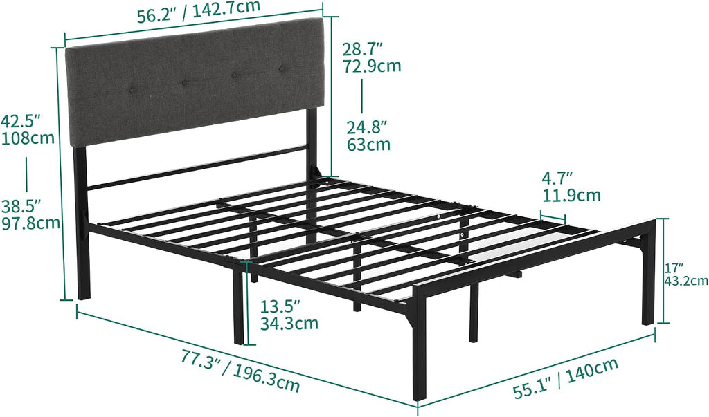 YITAHOME Upholstered Platform Bed with Adjustable Headboard, Full Size Bed Frame with Steel Slat/No Box Spring Needed/Mattress Foundation