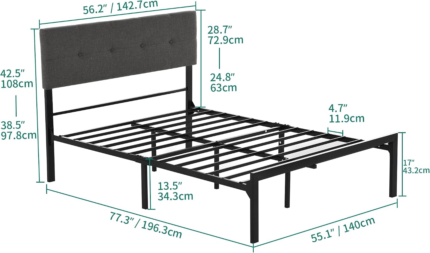 YITAHOME Upholstered Platform Bed with Adjustable Headboard, Full Size Bed Frame with Steel Slat/No Box Spring Needed/Mattress Foundation