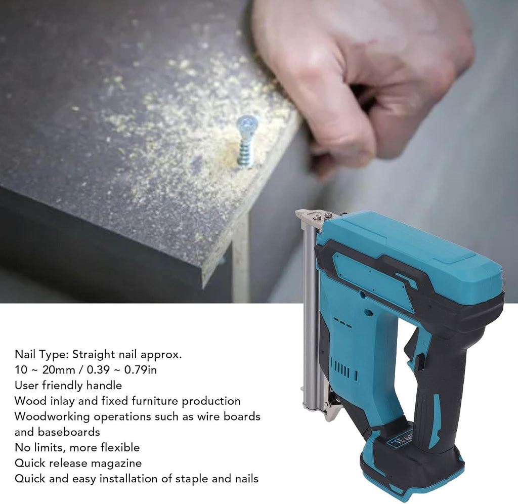 Generic Portable Cordless Brad Nailer, Electric Rechargeable Nail for Woodworking for 8V Li Ion Battery Pneumatic Power Nailer for Trim Work Furniture Building
